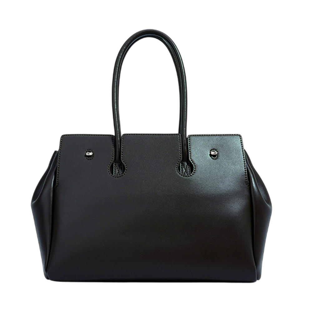 【ZENDAR】限量1折 頂級小牛皮手提包肩背包 葛蕾絲系列 全新專櫃展示品(金剛黑), , large