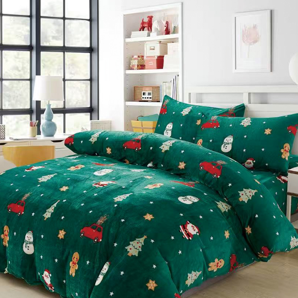 【Galatea葛拉蒂】法蘭絨冬季雙人特大床包四件組 聖誕老公公, , large