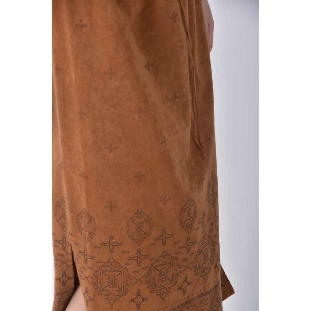 (M) siluette質感印花棕色長裙二手衣, , large