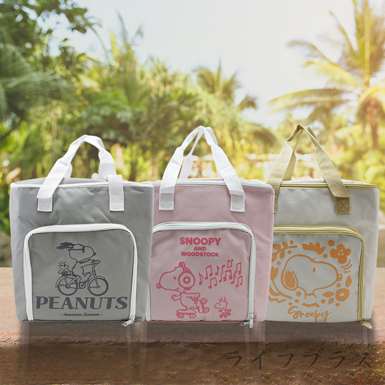 日本進口保冷保溫購物袋-史努比- 粉紅色-1入, , large