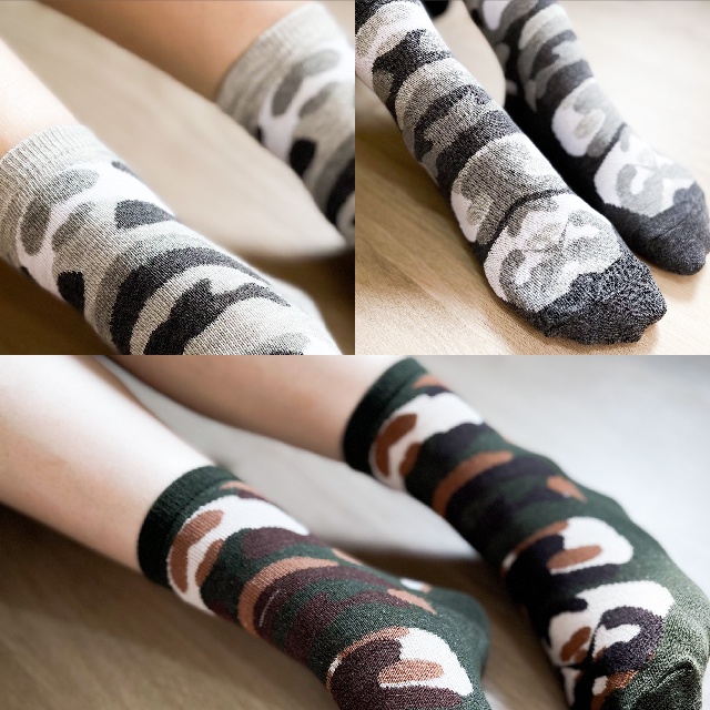[Kaimei Cotton] 10 pairs set MIT made in Taiwan pure cotton breathable camouflage children's socks 18-22cm, , large