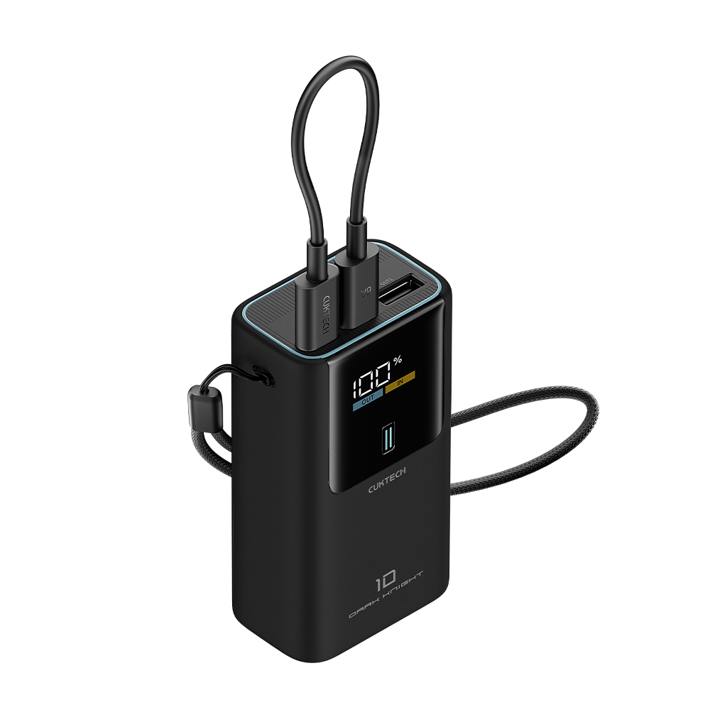 【Wh+CCC】CUKTECH 酷態科 10號MINI 55W TYPE-C 自帶線行動電源 10000mAh (PB1055) - 鈦黑, , large