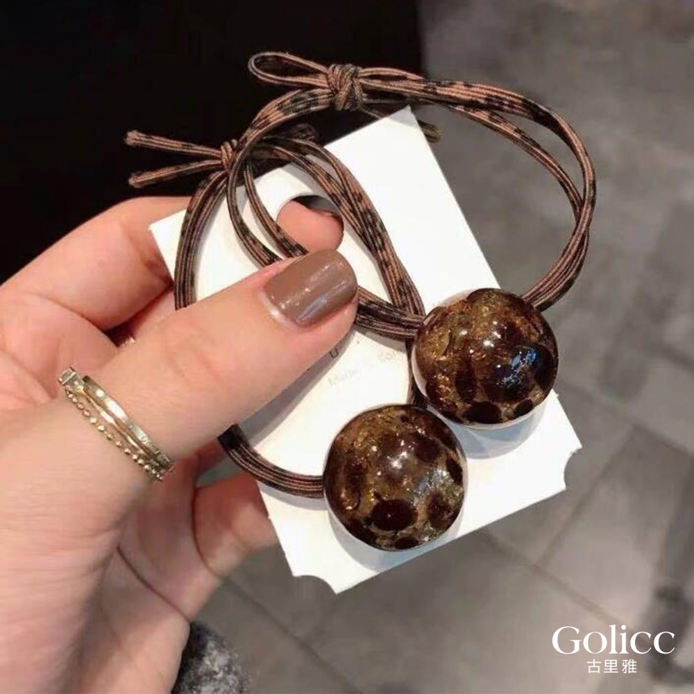 【Gulicc】古莉可 髮圈 冰裂豹紋 簡約圓球髮圈 髮繩, , large