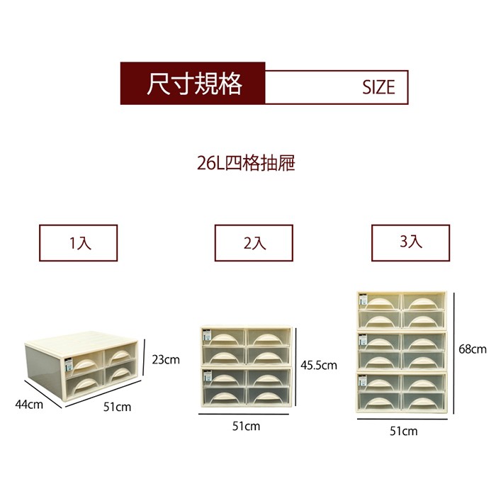 【Y HOUSE】可自由堆疊四格抽屜 抽屜收納箱 置物櫃 塑膠收納箱, , large