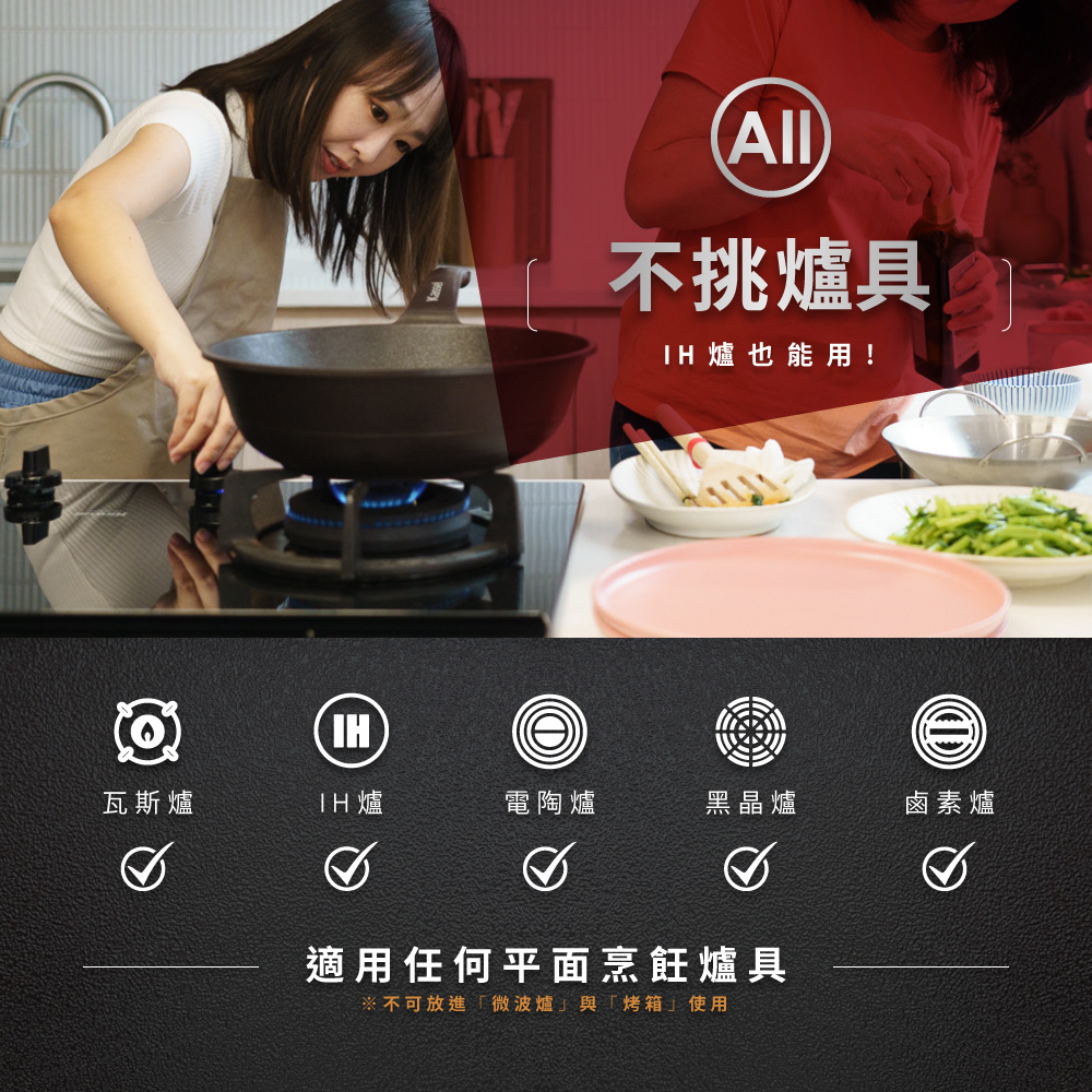 韓國Kassel 鑽石超導熱不沾輕炒鍋-28cm(瓦斯爐、電磁爐適用款、不挑爐具), , large