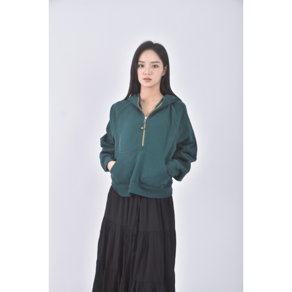 (S) lululemon質感棉質連帽綠色外套二手衣