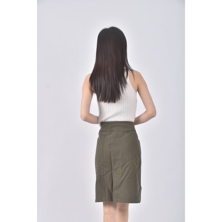 (L) dailo質感棉質綠色短裙二手衣, , large