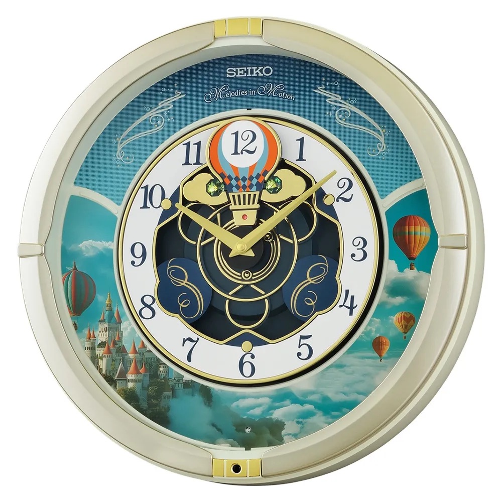 SEIKO 精工 旋轉熱氣球音樂掛鐘 時鐘 QXM616S, , large