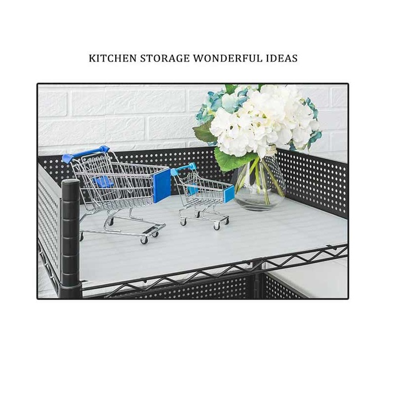 【Y HOUSE】60x45x100cm kitchen cart three-layer storage rack (including fence set + transparent white PP board) - white, , large
