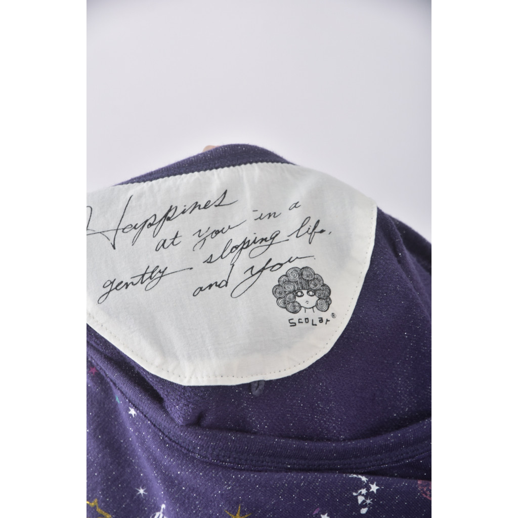 (M) scolar棉質星空藍色長袖上衣二手衣, , large