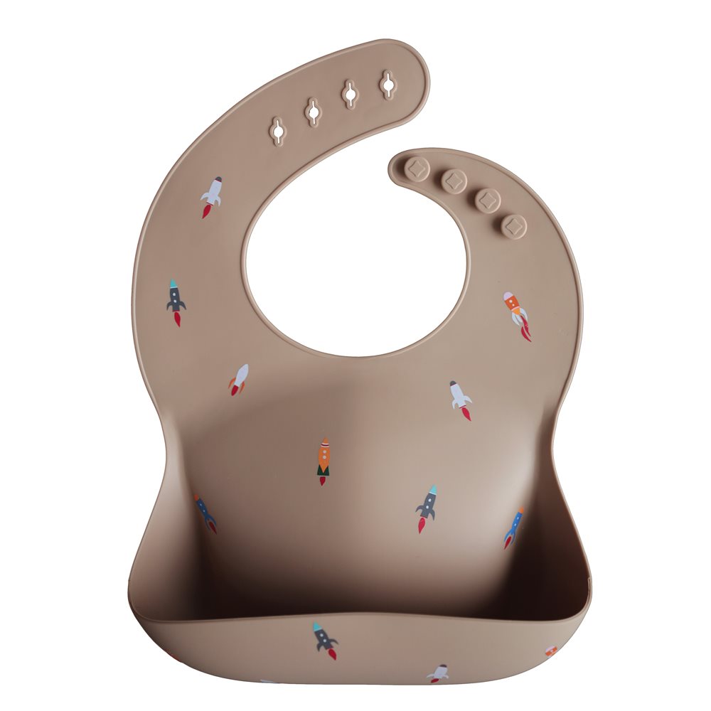Mushie Silicone Bib - Rocket, , large