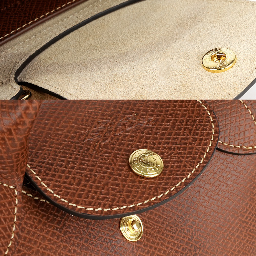 LONGCHAMP Epure XS 釦式牛皮迷你二用包(棕色), , large