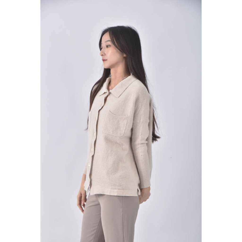 (S) white label羊毛喀什米爾杏色襯衫上衣二手衣, , large