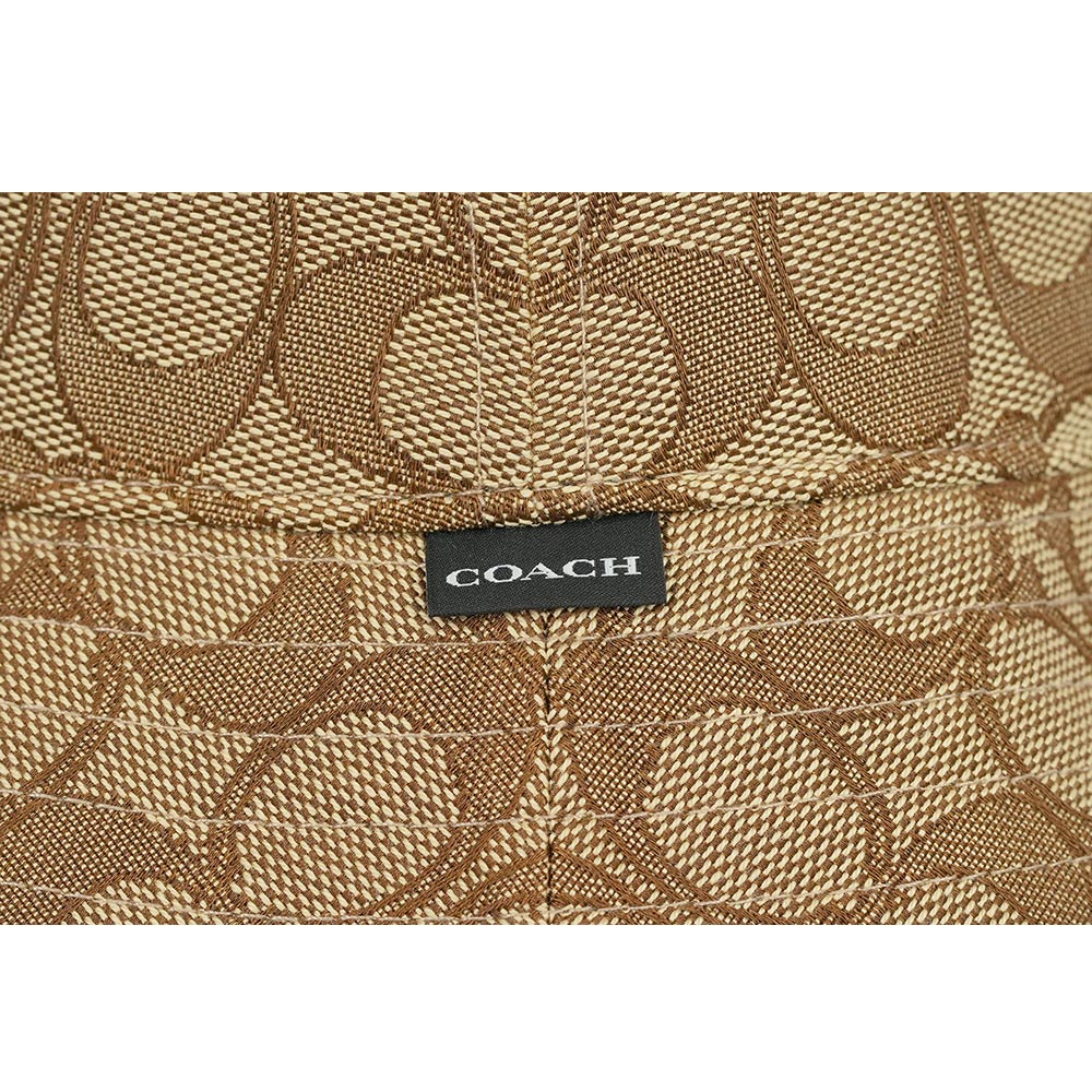 COACH 滿版CC Logo 緹花布漁夫帽 XS-S/卡其色, , large