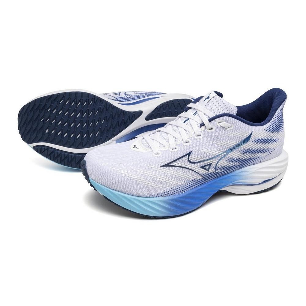 MIZUNO WAVE RIDER 28 男慢跑鞋 超寬楦 運動鞋 白藍 J1GC240401 【樂買網】, , large