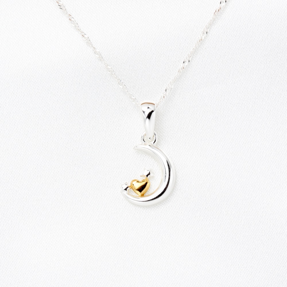 【Angel & Me】心月相依 s925 純銀 星星 月亮 項鍊 生日禮物, , large