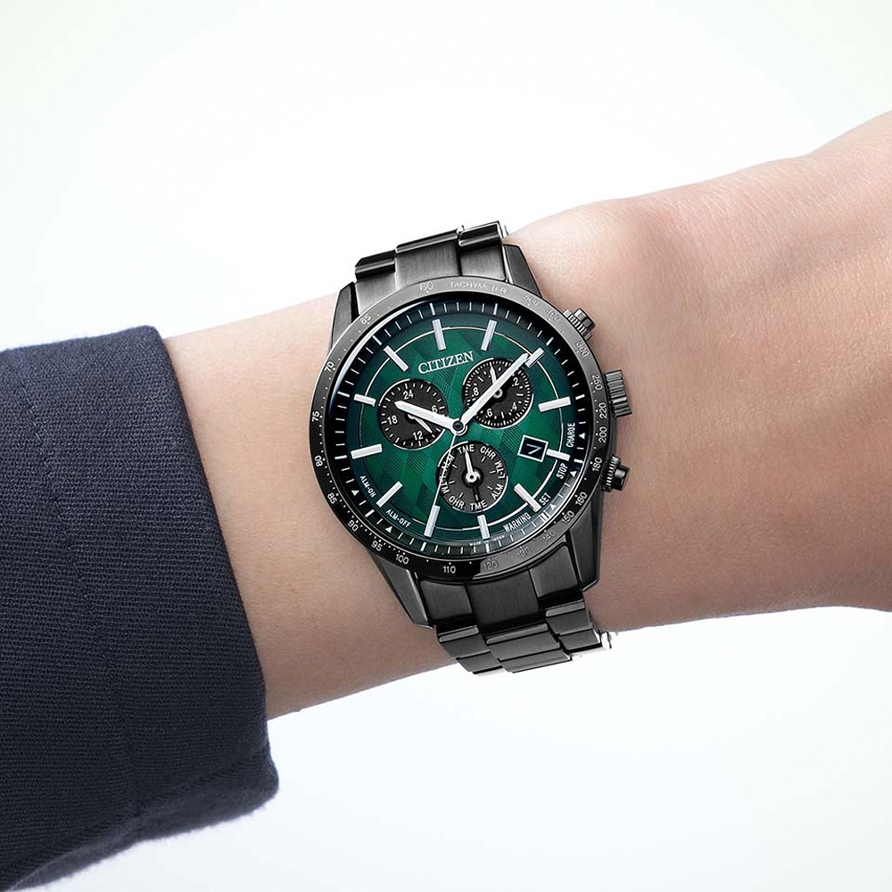 CITIZEN 星辰 極光之森 限定 光動能紳士計時手錶-39.5mm BL5497-85W, , large