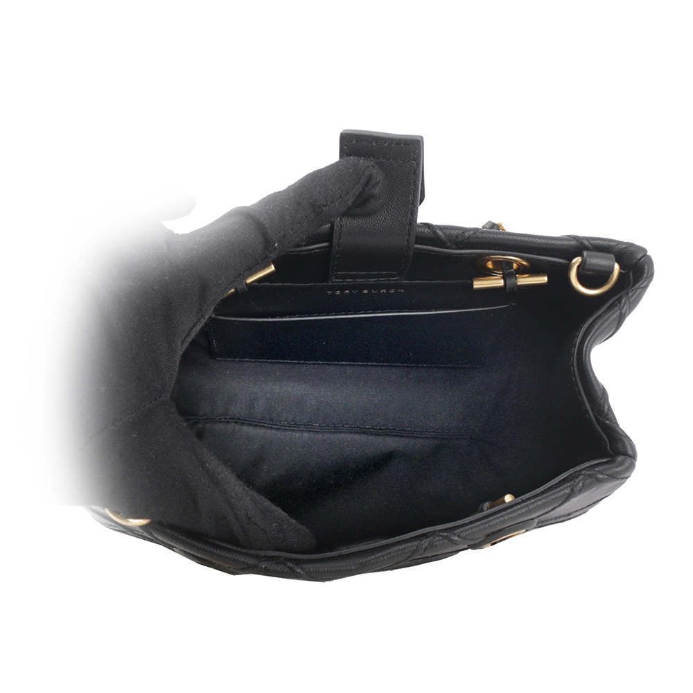 TORY BURCH Fleming 納帕皮革手提/斜背迷你二用托特包/黑色, , large