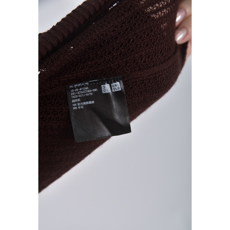 (S) uniqlo質感羊毛棕色長袖上衣二手衣, , large