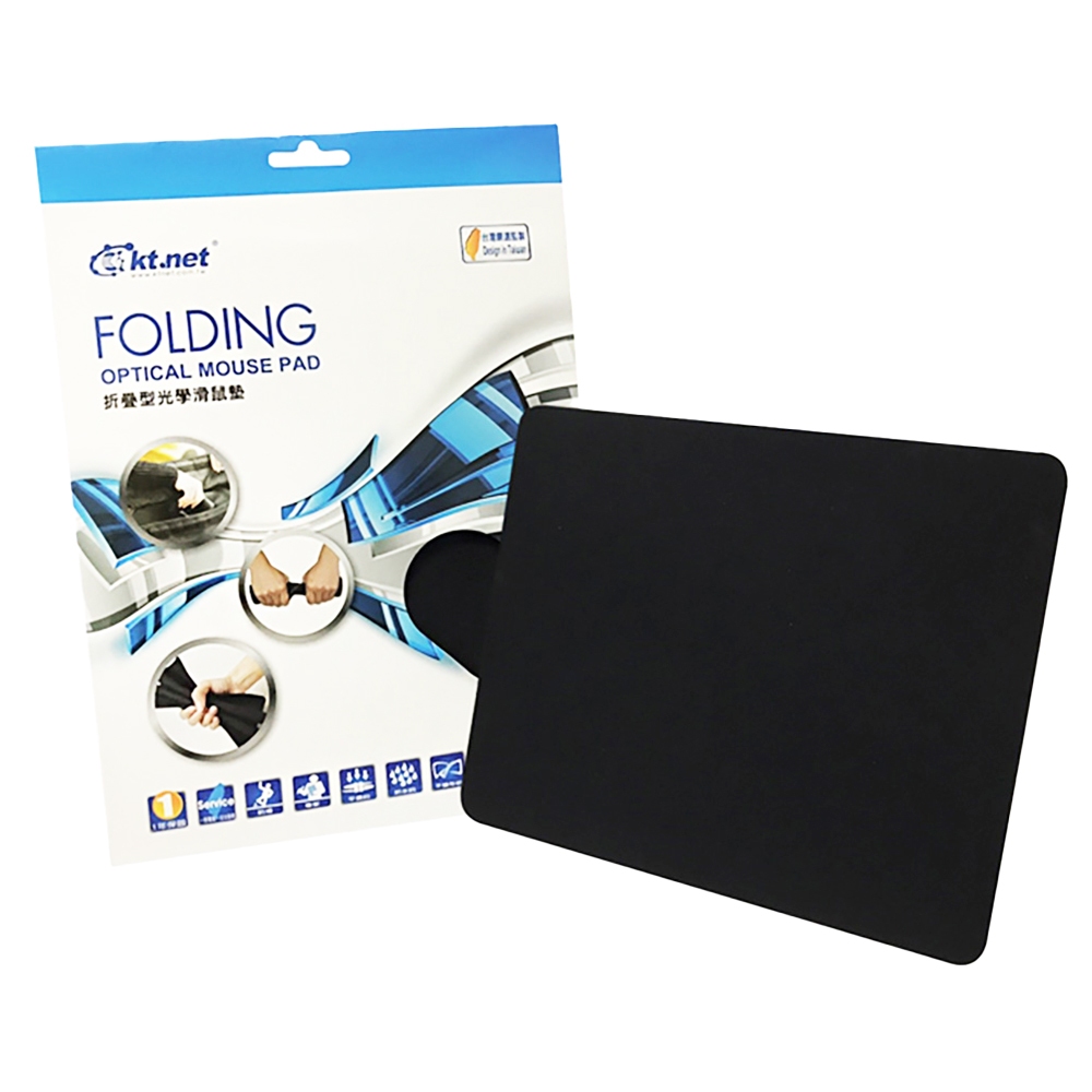 KTnet KT102 折疊型光學滑鼠墊 黑色 可水洗 重複使用 防滑鼠墊 便攜型筆電滑鼠墊, , large