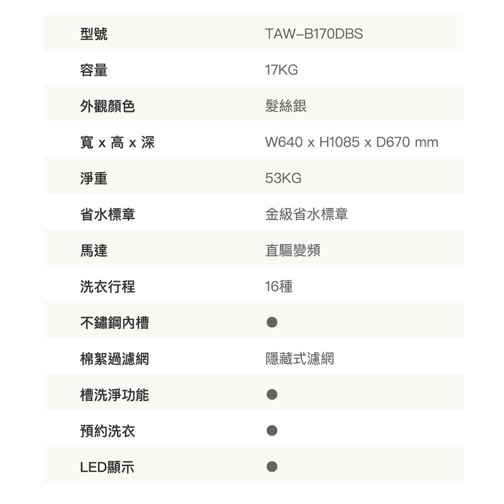 TATUNG 17KG FCS Quick Wash Inverter Top-Load Washing Machine TAW-B170DBS, , large