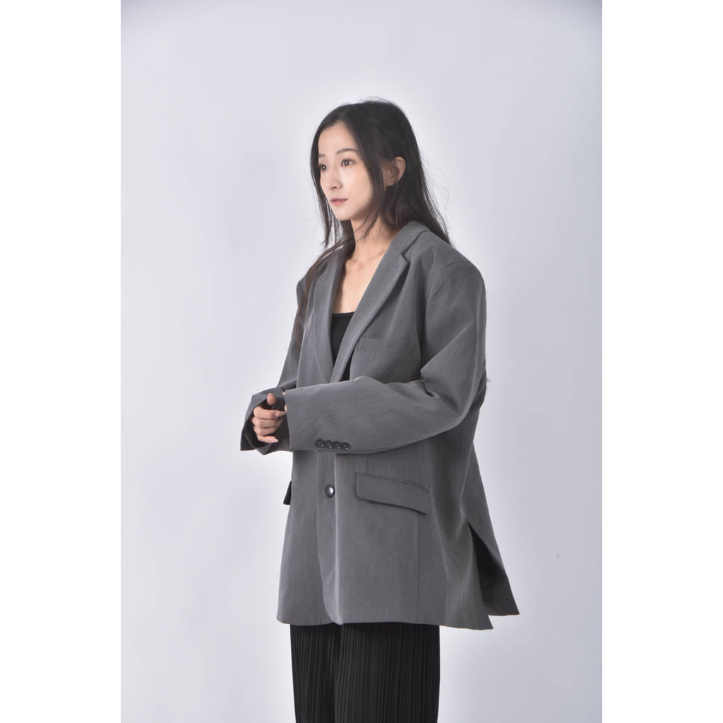 (XL) studio doe西裝墊肩灰色外套二手衣, , large
