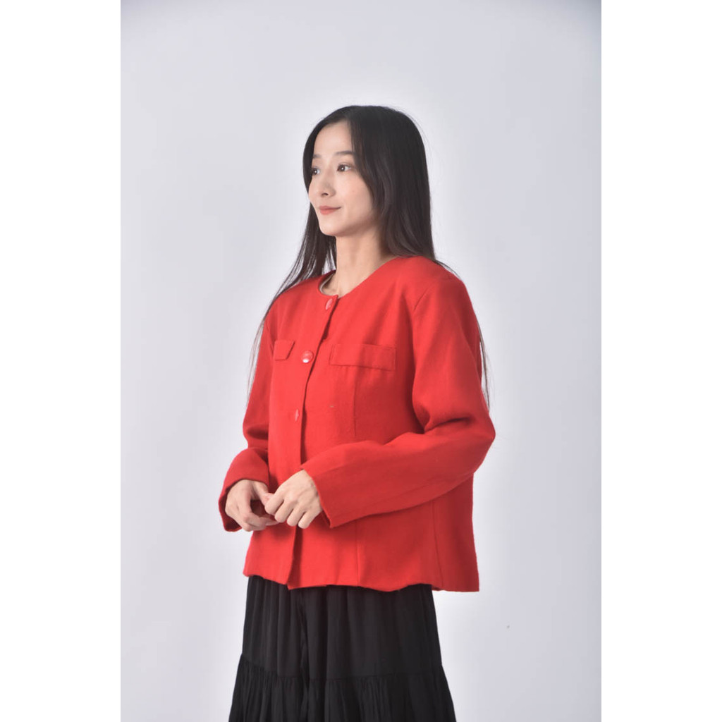 (L) chaium rode排扣紅色外套二手衣, , large