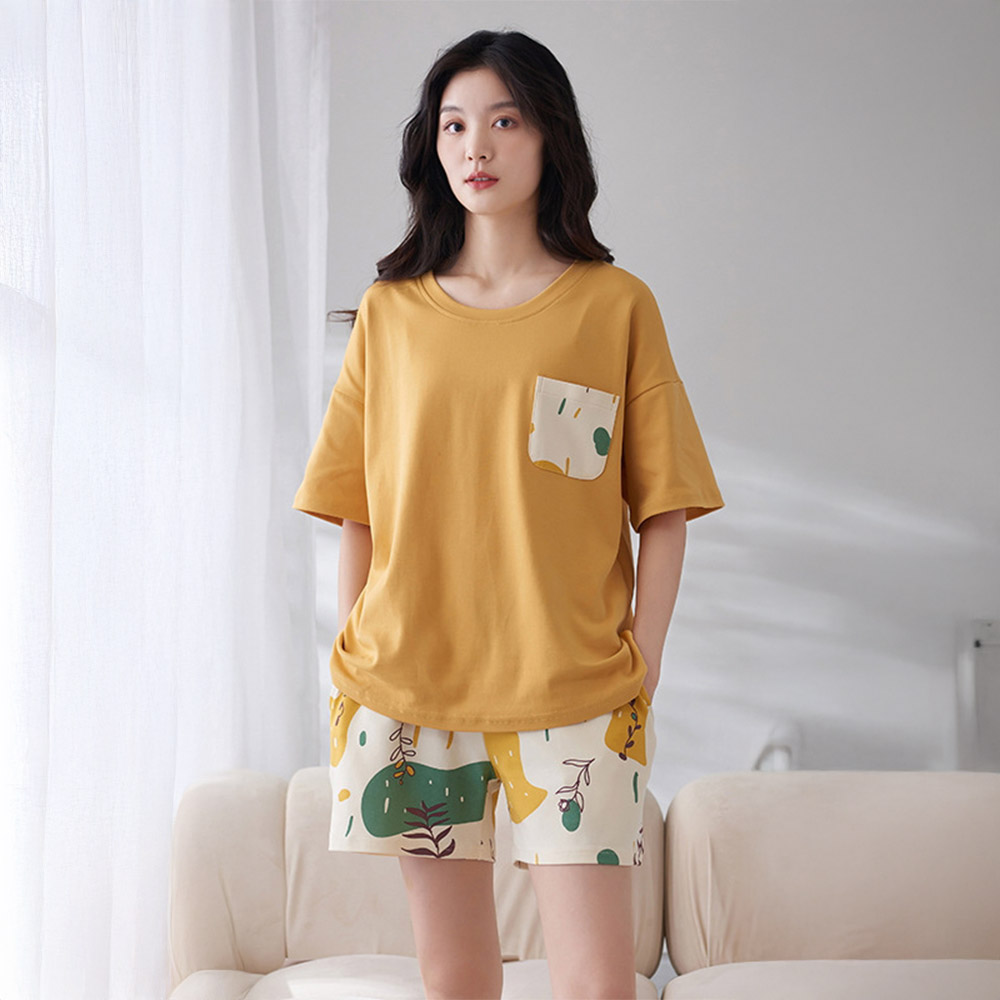 自帶胸墊居家服【L/XL/XXL】睡衣 居家服 固定式胸墊 可機洗 自帶胸墊 寬鬆睡衣 寬鬆居家服 胸墊 落肩 寬版 寬鬆 固定式, , large