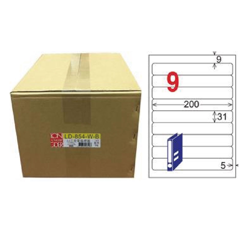 【龍德】LONGDER 三用電腦標籤 A4 9格 圓角 31*200mm 白色 1000張/箱 LD-854-W-B(適用雷射、噴墨、影印)