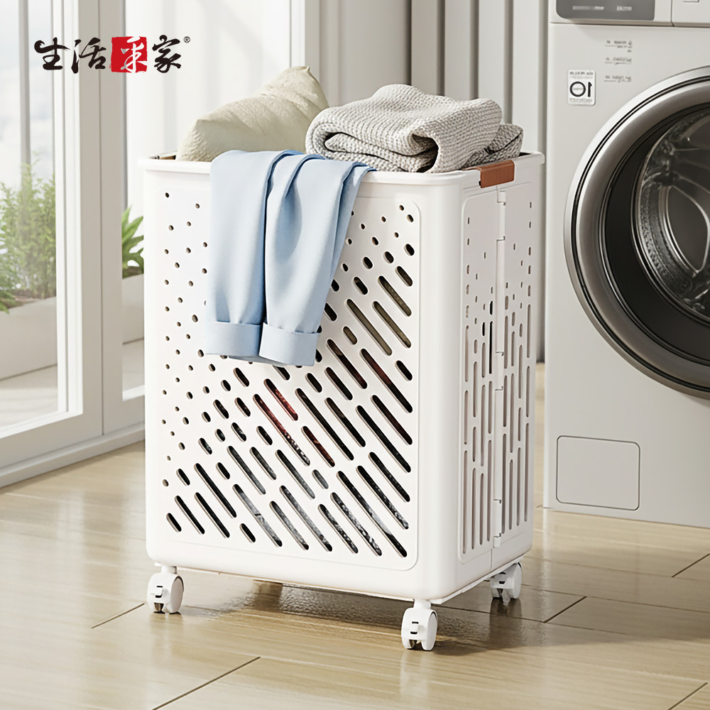 SHCJ 折疊收納髒衣籃 附滑輪【二款可選】洗衣籃 大容量洗衣籃 手提洗衣籃 分類籃 縫隙收納籃 縫隙置物推車 衣物收納, , large