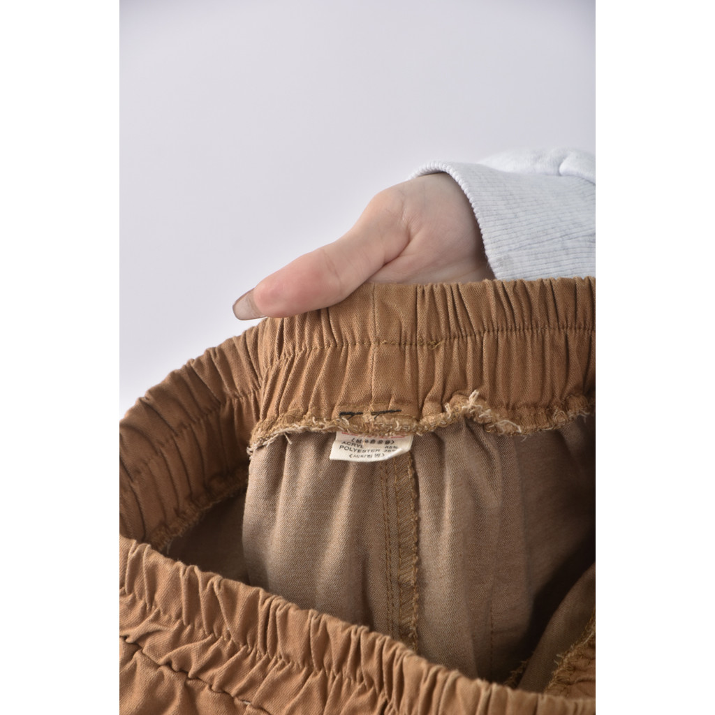 (L) 高腰質感素面棕色長褲二手衣, , large