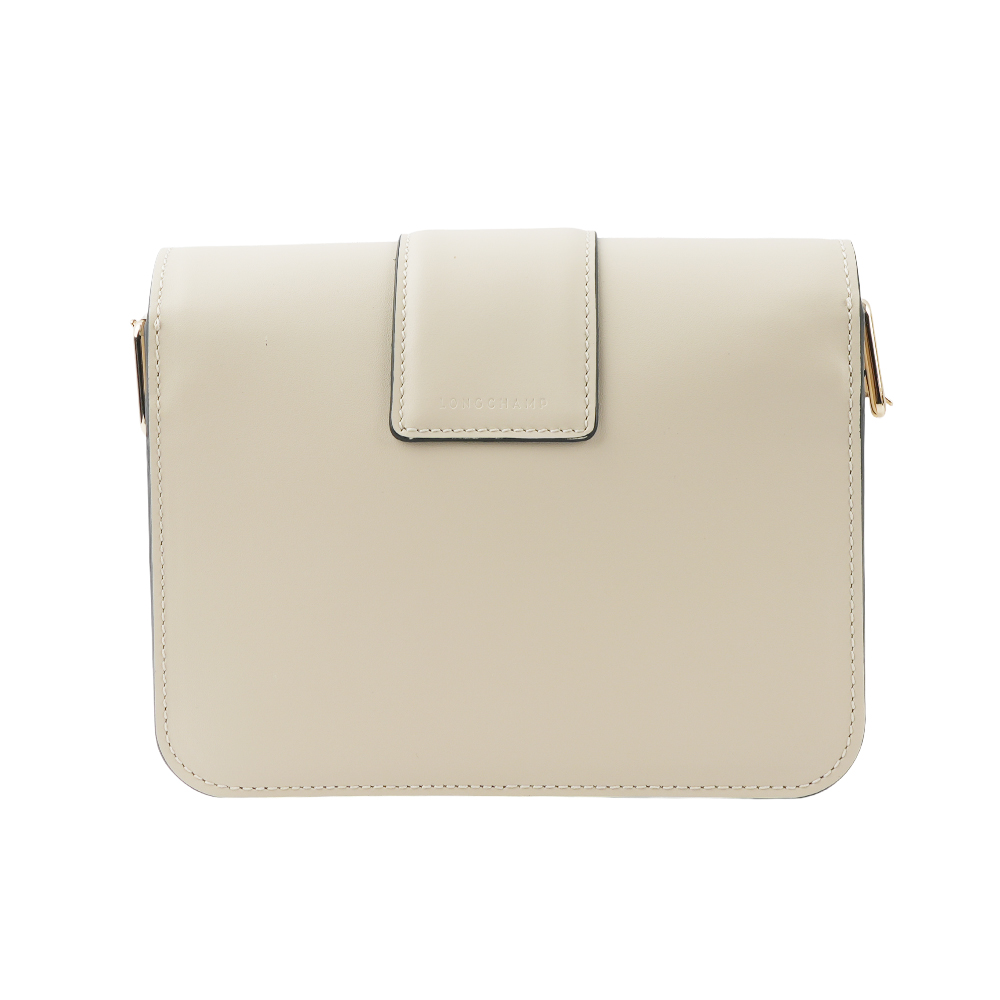 LONGCHAMP S號 BOX-TROT 滑面小牛皮翻蓋斜背包/白紙色, , large