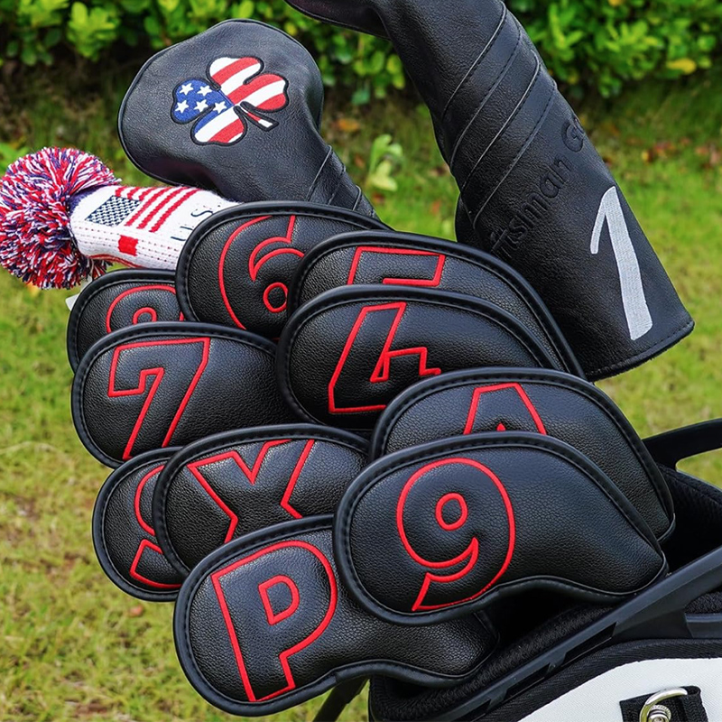 Craftsman Golf Iron Headcovers｜Set of 10 (Red/Black), , large