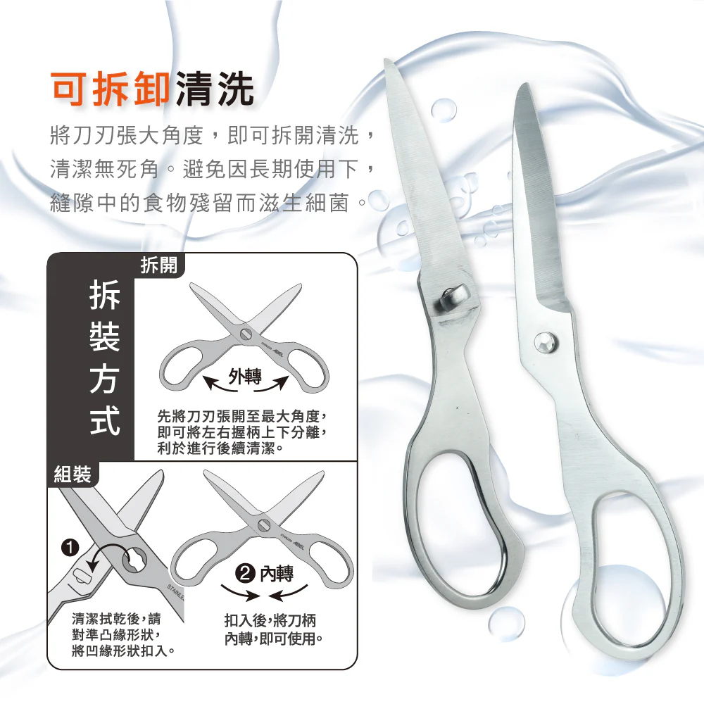 力大牌 60070 &bull; 料理剪刀 全不銹鋼可拆洗食物剪(附蓋), , large