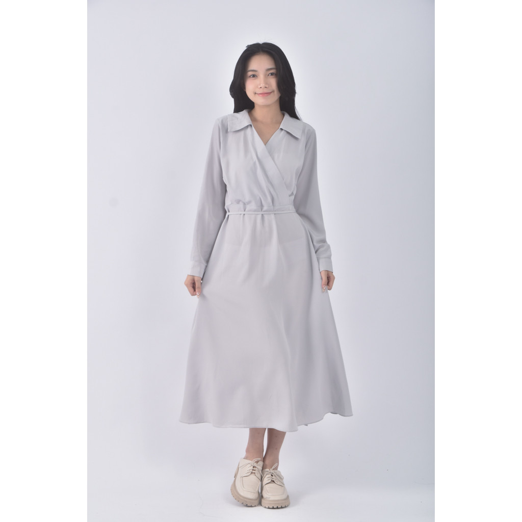 (M) fave seoul韓牌質感長袖綠色洋裝二手衣