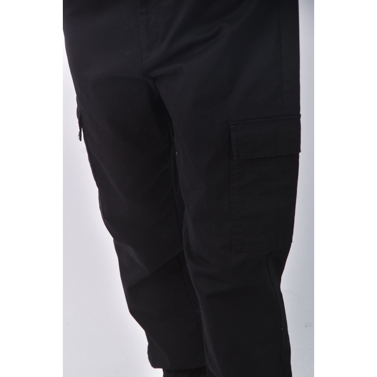 (XL) lativ高腰丹寧牛仔質感棉質工裝黑色長褲二手衣, , large