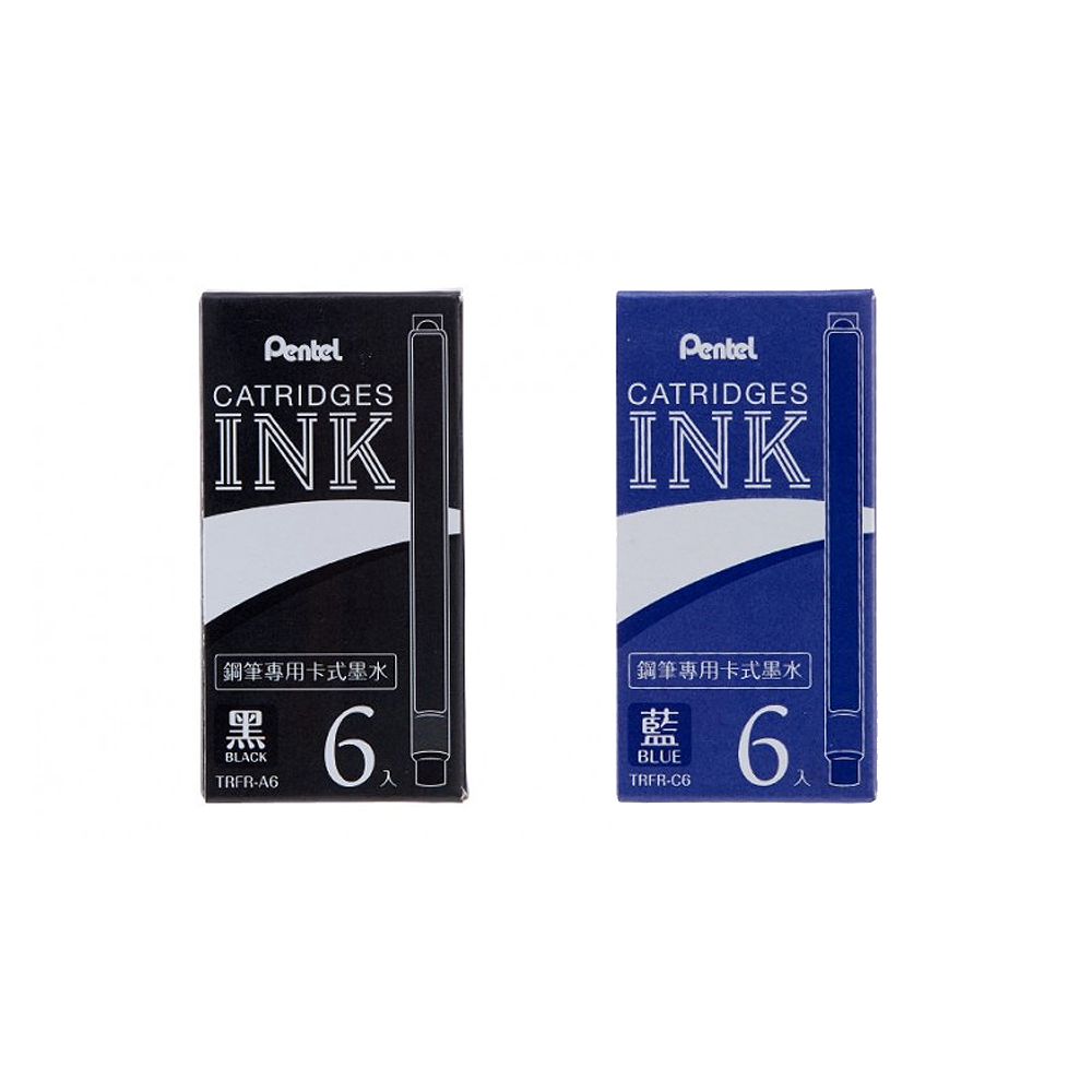 【 Pentel 飛龍 】鋼筆墨水管 6入/盒 TRFR(黑/藍)   -  多款可選