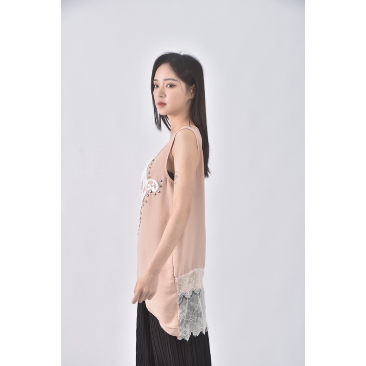 (S) doota質感棉質無袖杏色上衣二手衣, , large