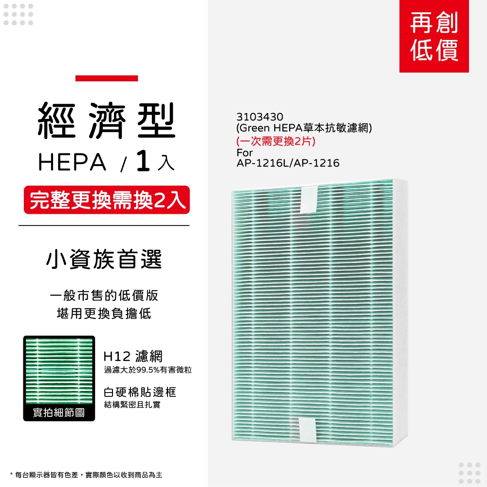 蟎著媽 適用 Coway 格威 綠淨力 AP1216L  AP1216 3103430  空氣清淨機 濾網, , large