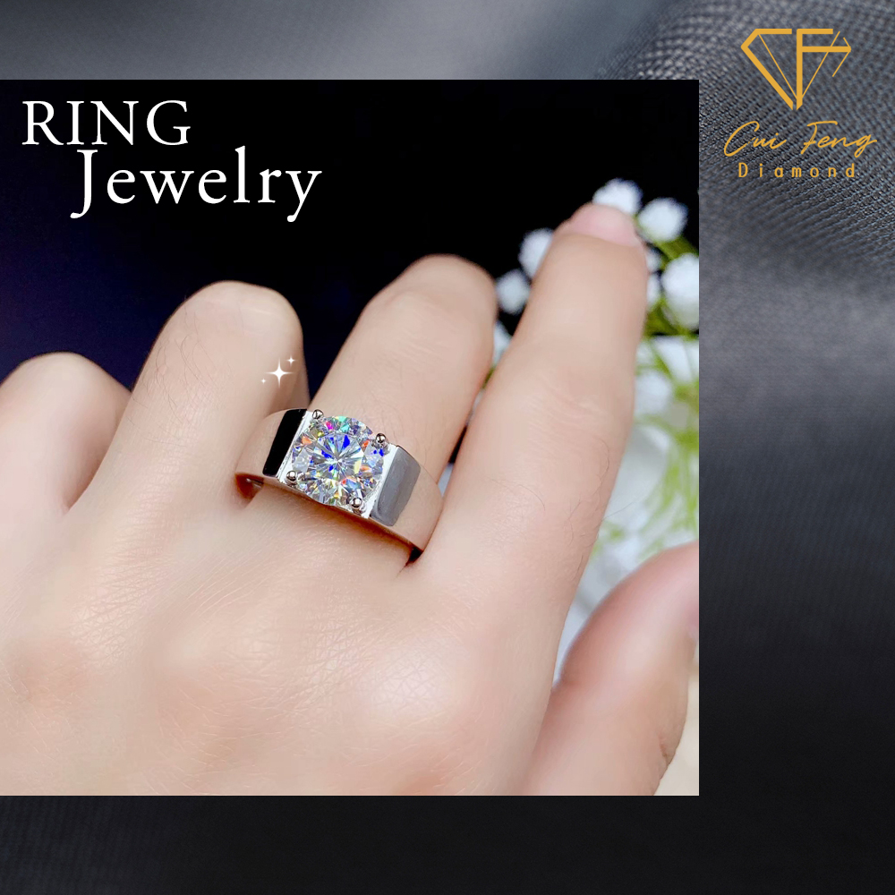 【CF鑽飾】戒指《1克拉男女對戒 典雅B》莫桑鑽 純銀 鑽戒, , large