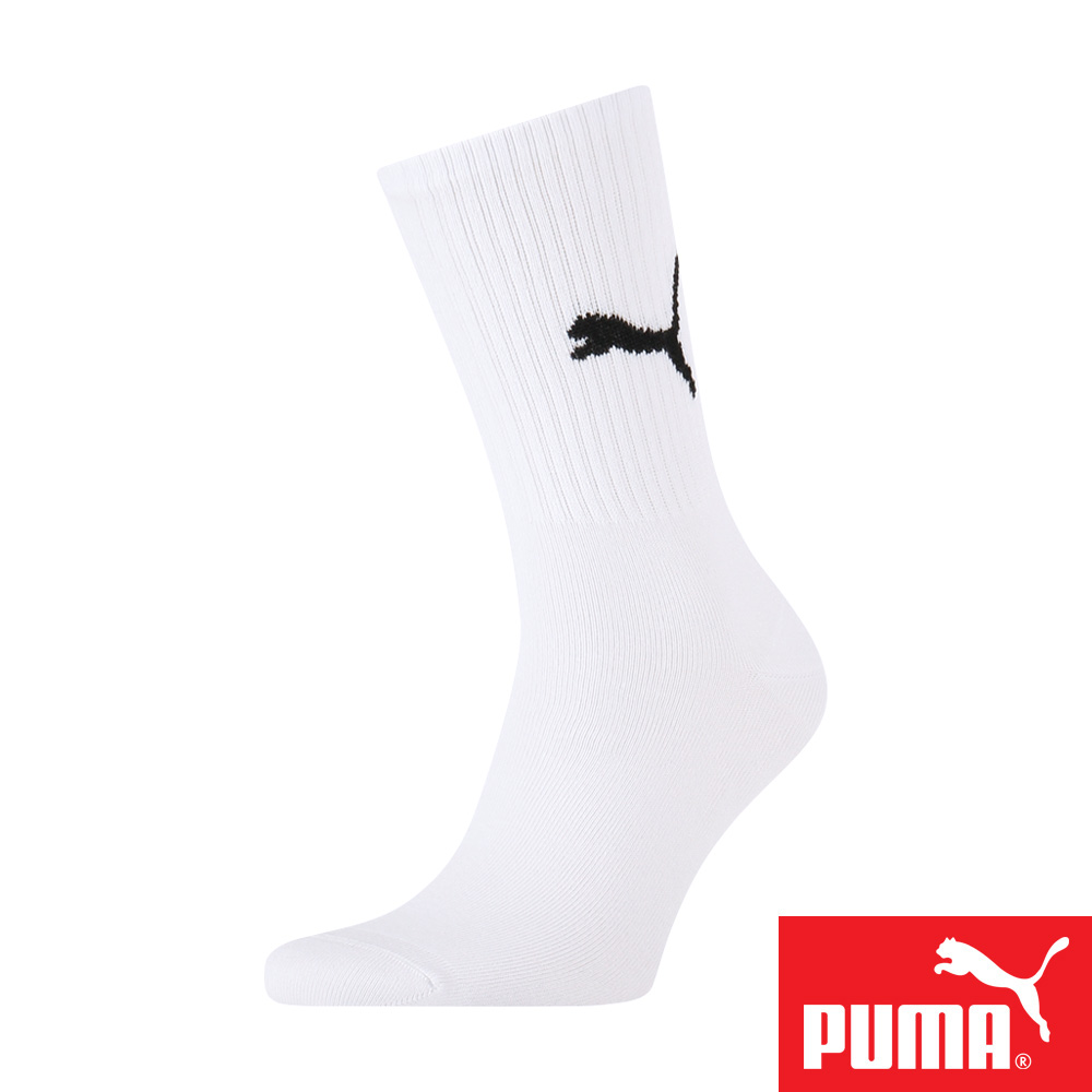 PUMA 男女款運動中短筒襪1雙裝 彪馬 跳豹 男襪 女襪 襪子 運動襪 小腿襪 棉襪 柔軟 舒適 高彈 耐磨 黑 白, , large