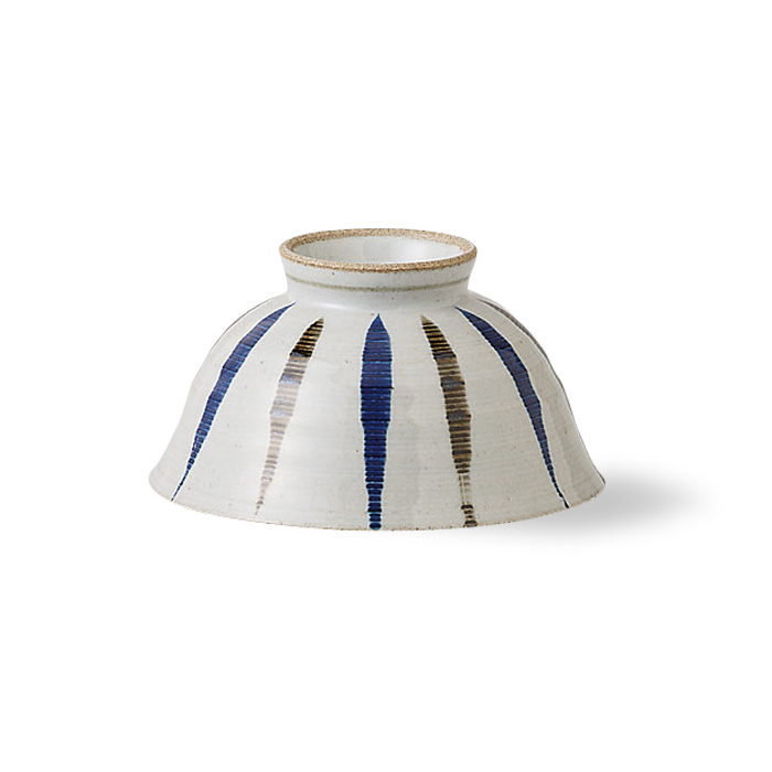 【毓秀堂】西海陶器 二色刷毛十草 飯碗-青