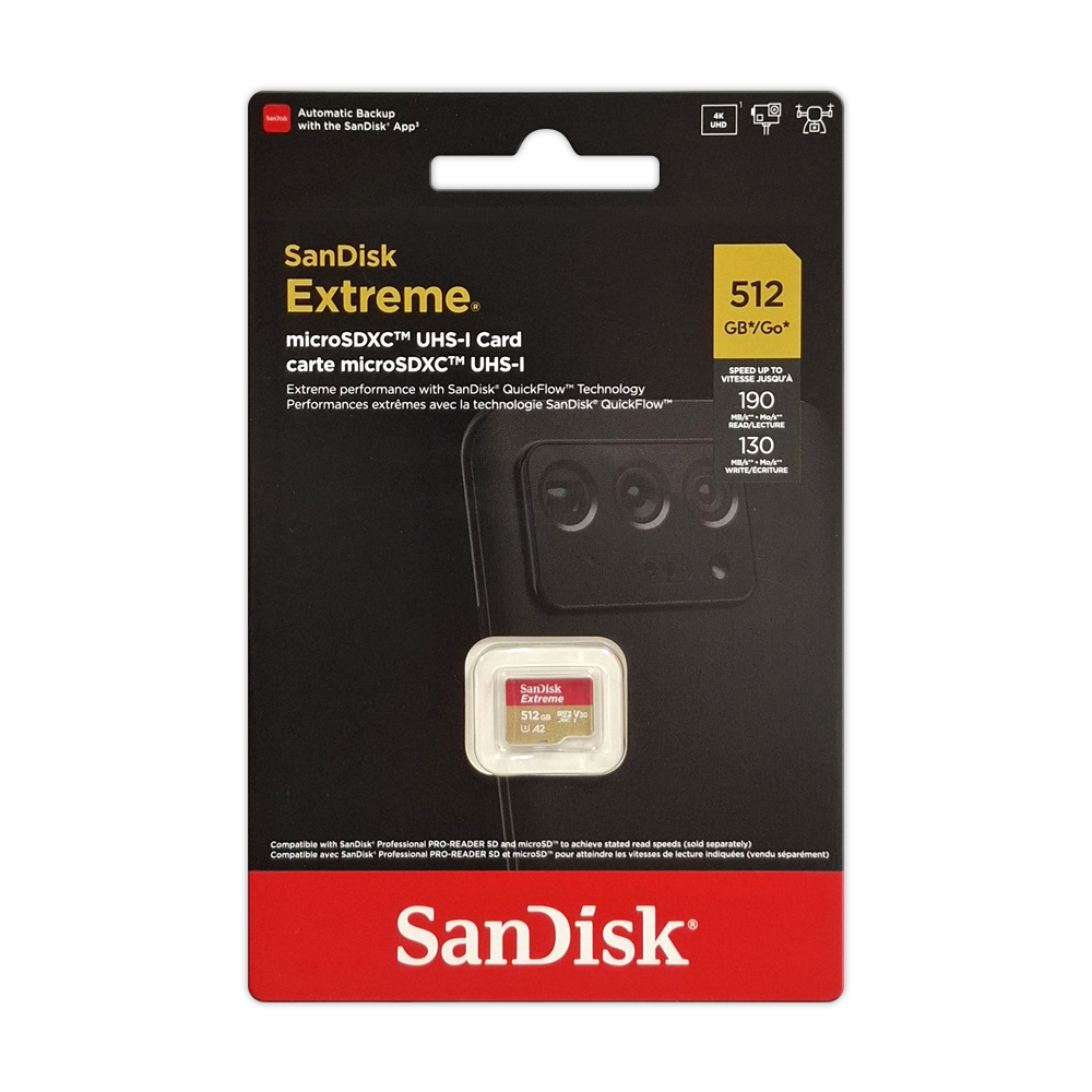 【SanDisk】 Extreme 512G A2 V30 UHS-I U3 microSDXC 記憶卡, , large