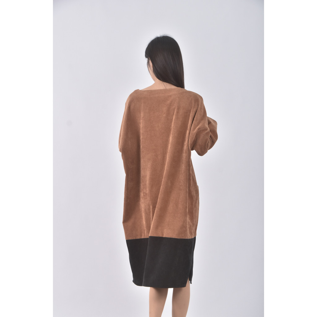 (S) moss club質感跳色橘色洋裝二手衣, , large
