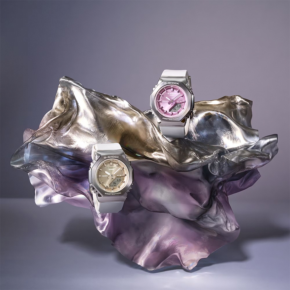 CASIO 卡西歐 G-SHOCK 粉彩金屬八角手錶 女錶 GM-S2110-7A6, , large