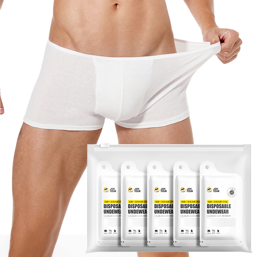 Disposable Cotton Men's Boxer Briefs / L / White (5 per Set), , large