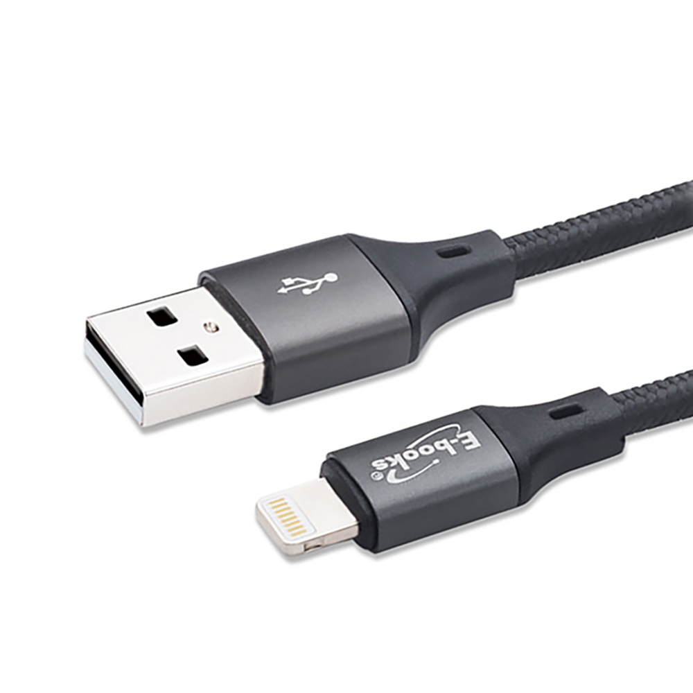 E-BOOKS XA9 IPHONE Aluminum Alloy Charging Cable Reinforced Braided Cable 2.4A Fast Charging, , large