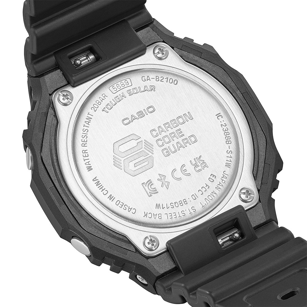 CASIO 卡西歐 G-SHOCK 極簡八角 太陽能電力智慧藍牙手錶 GA-B2100-1A1, , large