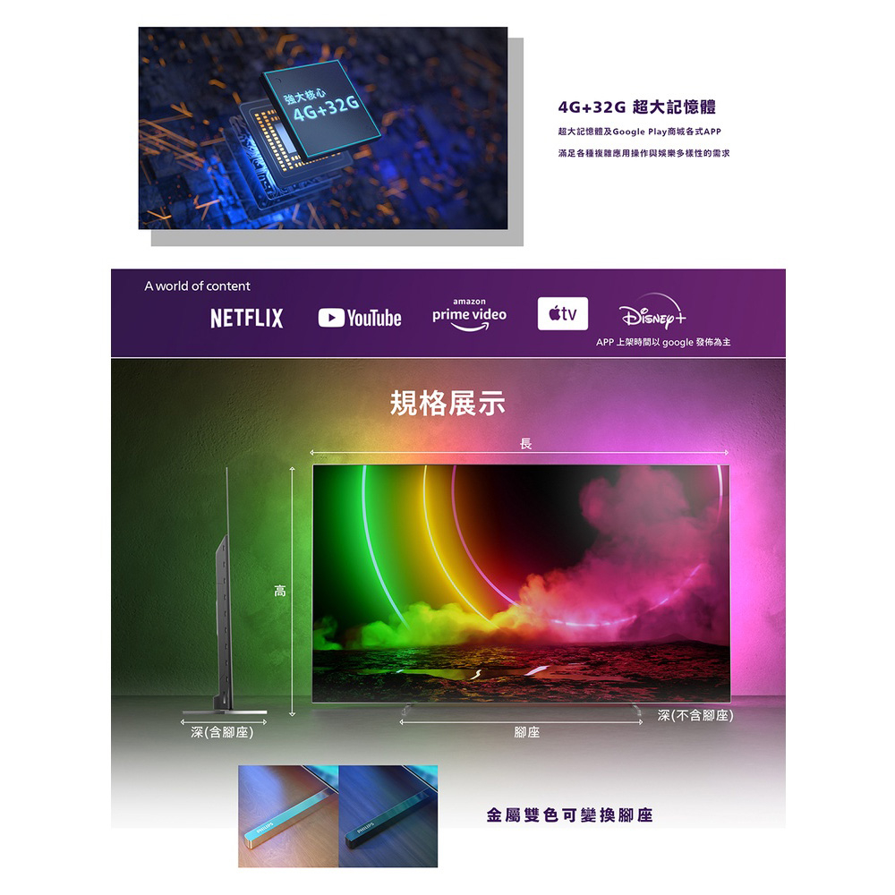 PHILIPS 飛利浦 55吋 120Hz OLED Android聯網液晶顯示器 螢幕 電視 55OLED806, , large