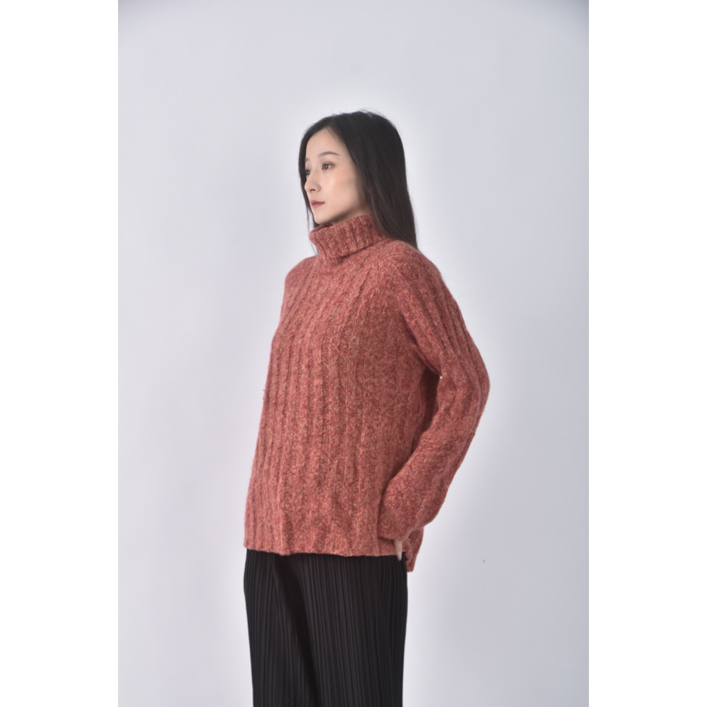 (L) 高領紅色毛衣二手衣, , large